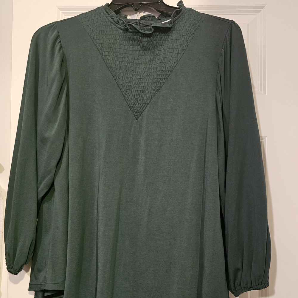 Blouse LuLaRoe Forest Green Textured Silky Feel Loose Fit